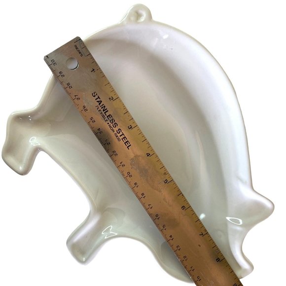 Pig Dish Relish Trinket Tray Ceramic Plate White 9" x 7.25" x 1.75" by Box 51 - Picture 3 of 5